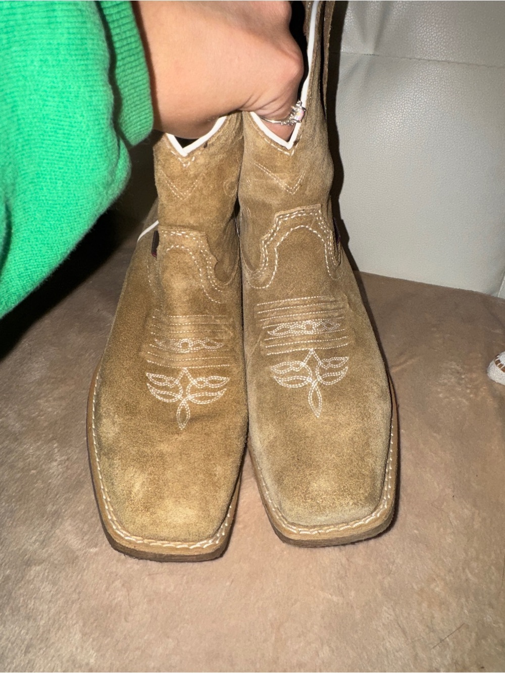 Woman’s Suede Western Boots - Tan